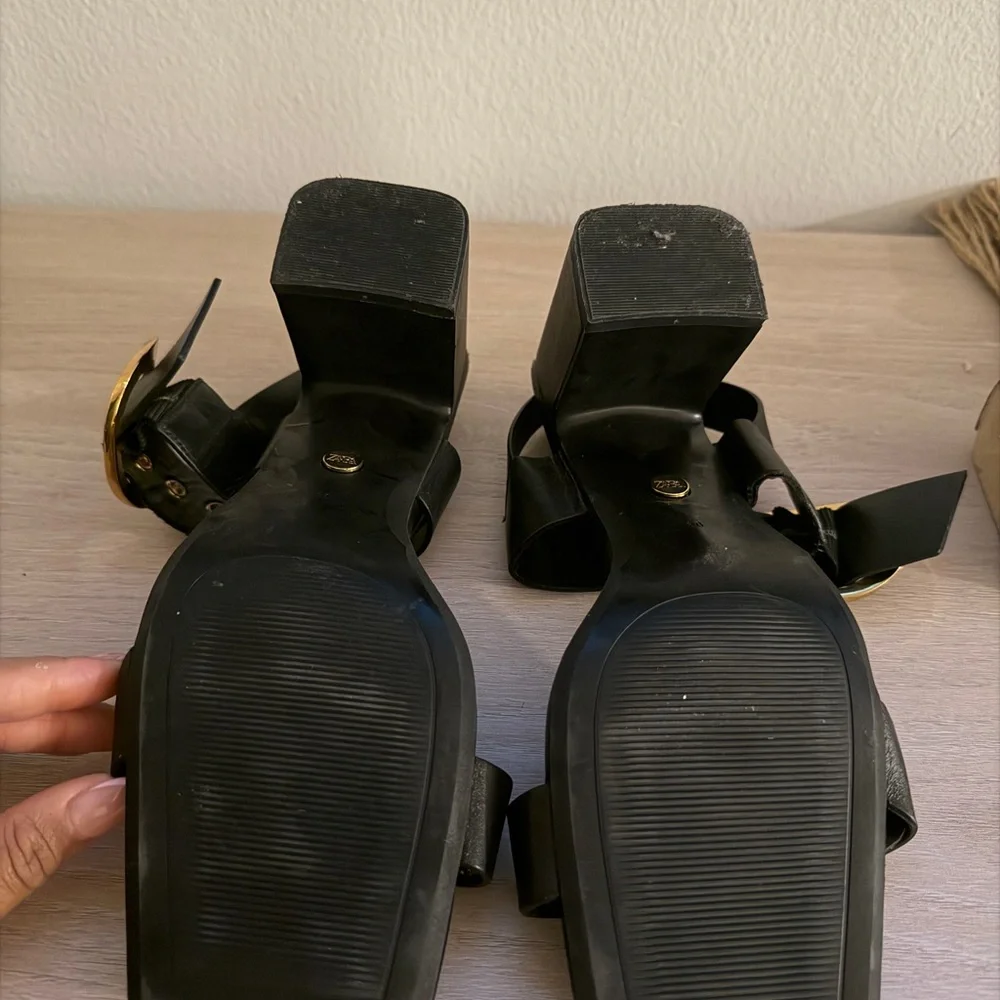 Zara Black Sandals with Gold Buckles - Picture 6 of 6
